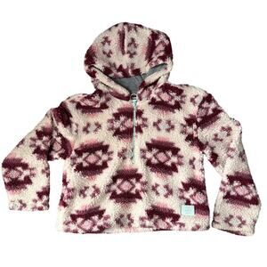 Justice girls Aztec Sherpa Fleece half zip pullover sweater size 12 girls
